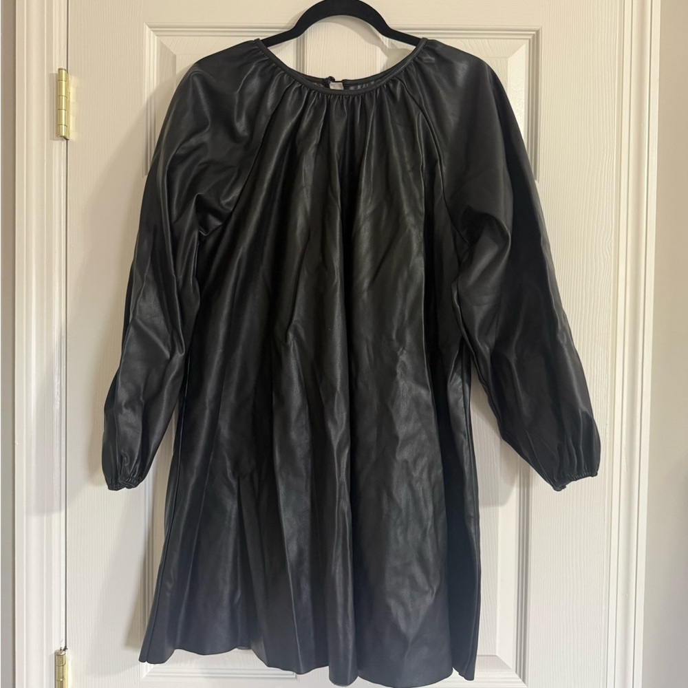 Women’s faux Leather mini Dress with long sleeves ASOS size 2 oversized